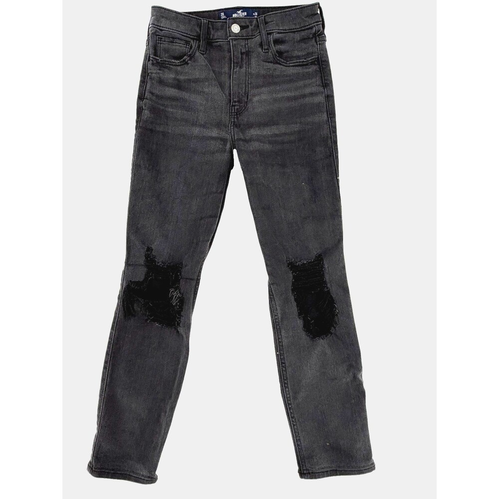 Hollister Jeans Women Size 3S Black Ripped Distressed Low Rise Skinny Denim Gray - Picture 1 of 9